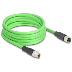 Delock M12 Kabel X-kodiert 8 Pin Stecker zu Buchse PUR (TPU) 2 m (SF/UTP, 2 m), Netzwerkkabel