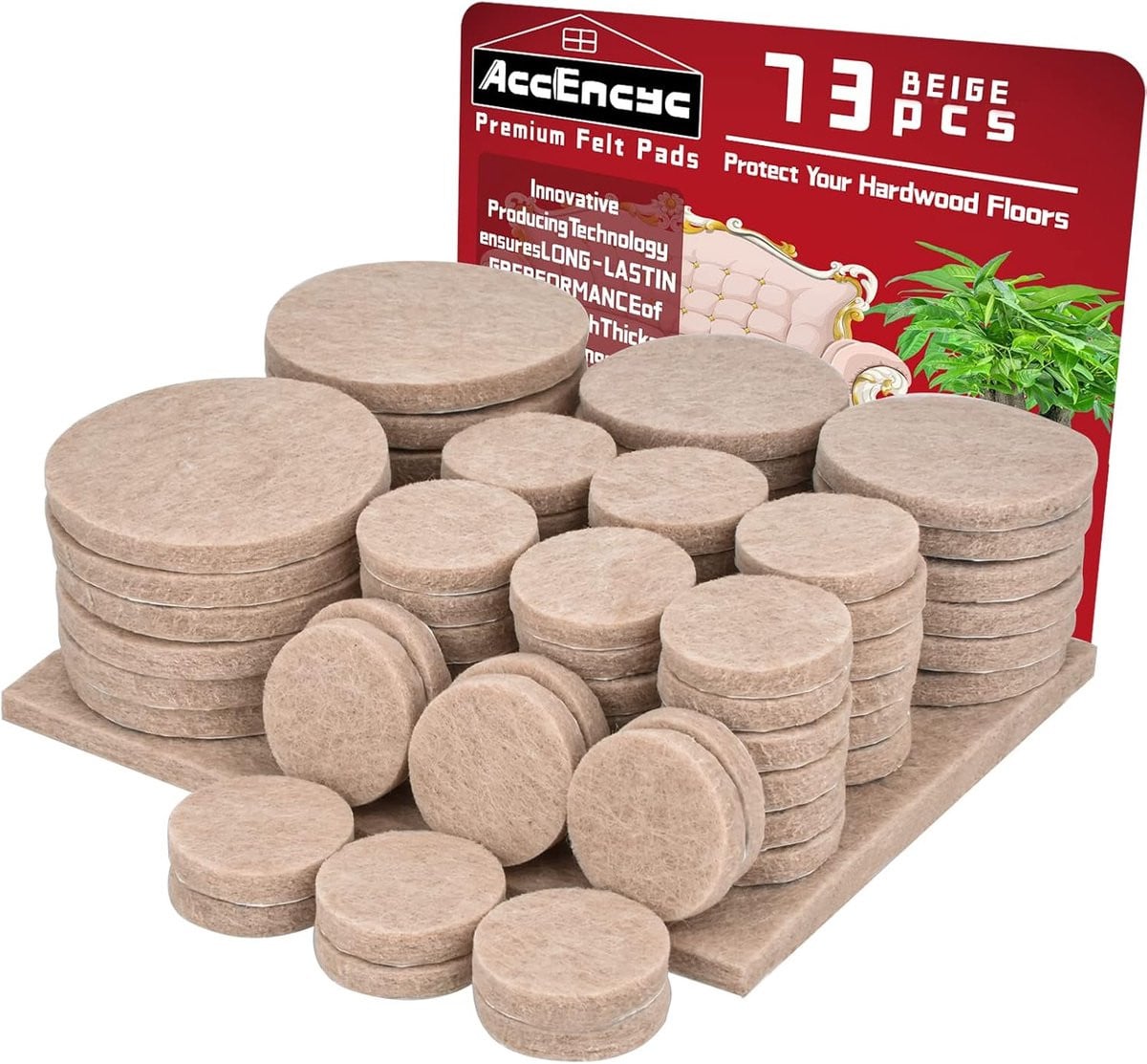 73 stuks Zelfklevende Vilten Meubelpads voor Vloerbescherming - Verschillende Maten - Beige
