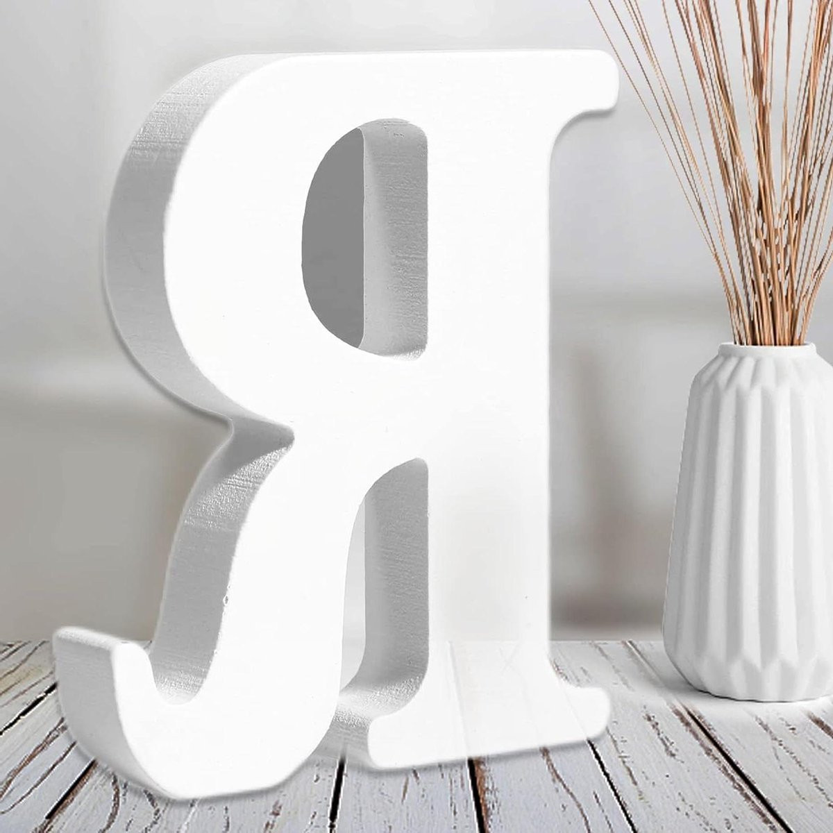 Houten Letter Decoratie Alfabet Plakjes Wit - 6 inch