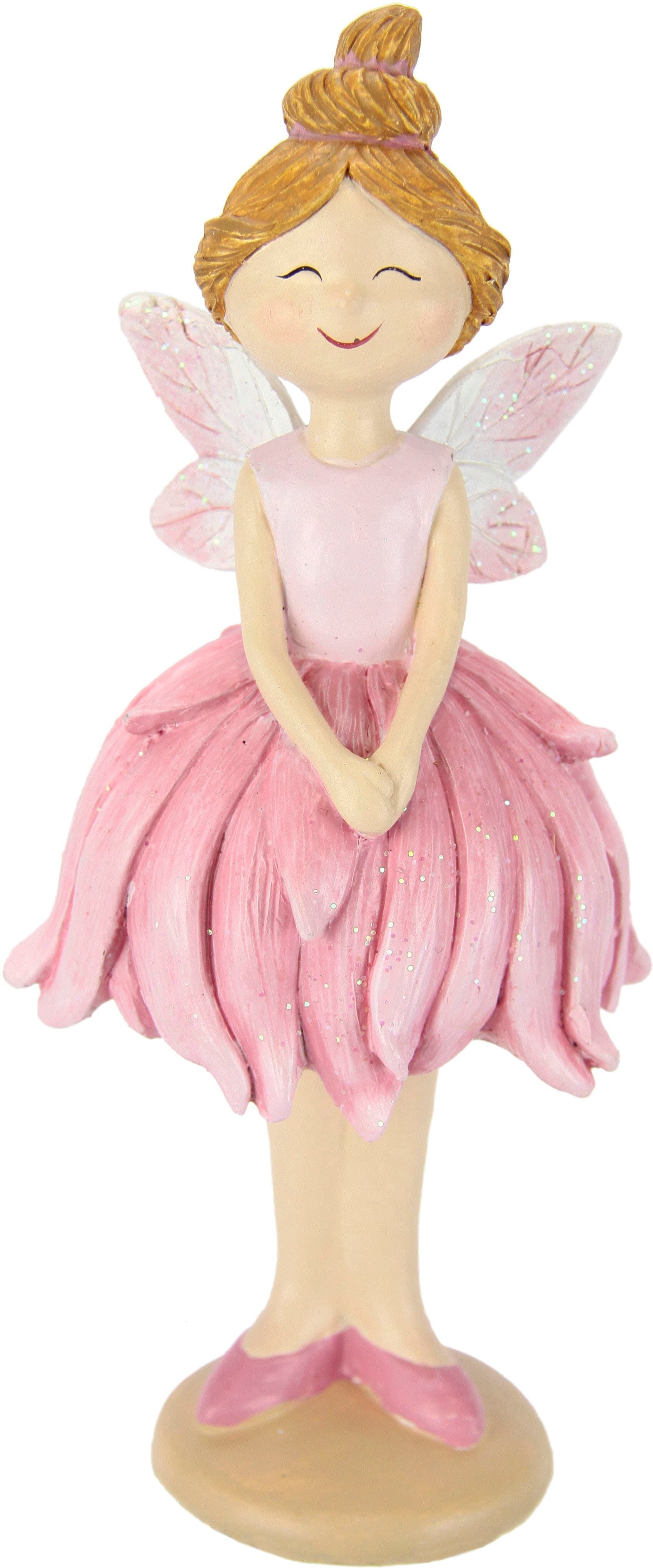 Dekofigur I.GE.A. "Elfen", rosa, B:6,5cm H:15cm, Polyester, Polyresin, Dekofiguren, Dekofigur, 2er Set Kantenhocker rosa B/H/T: 6,5cm x 15cm