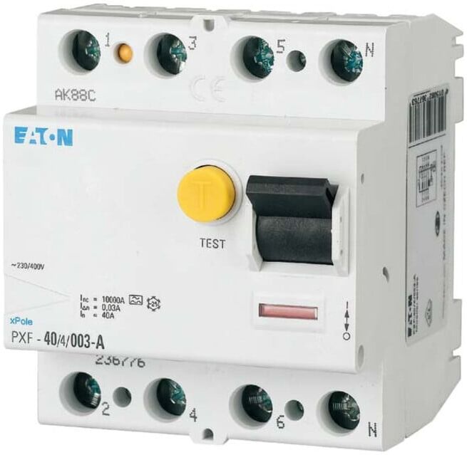 Eaton Disjoncteur différentiel FI 63A 4p, 500mA PXF-63/4/05-A (236805)