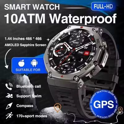 Multisell Products Hub Military Smartwatch With Bluetooth & GPS, Waterproof Adventure Watch black