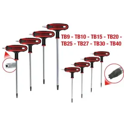 T-Griff-Torx-Winkelstiftschlüssel-Satz, 8-teilig, mit Bohrung