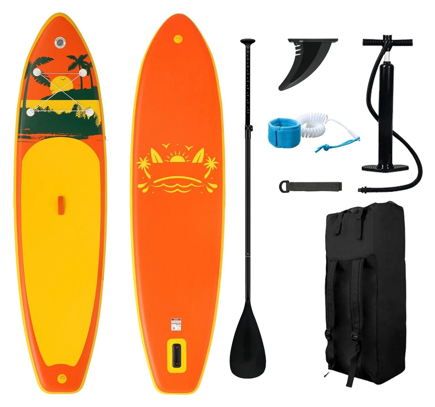 SUP-Board - 335 x 84 x 15 cm - Aufblasbar - Inklusive Paddel und Zubehör - Gelb