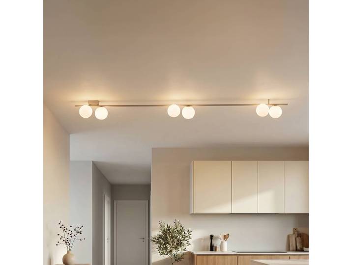 Deckenleuchte Imelo TK Lighting, dimmbar, creme / amber, für Schlafzimmer, Glas