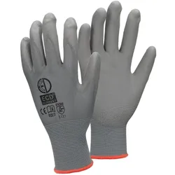 ECD Germany 4 Paar Arbeitshandschuhe PU-Beschichtet Größe 7-S Grau Atmungsaktiv Rutschfest Robust Montagehandschuhe