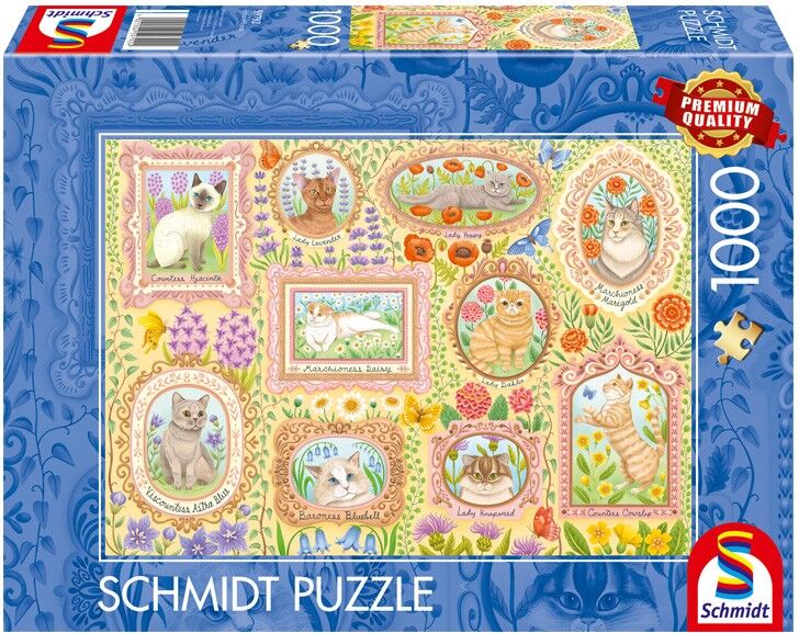 Puzzle 1000 pcs Chats nobles dans la splendeur florale - Schmidt