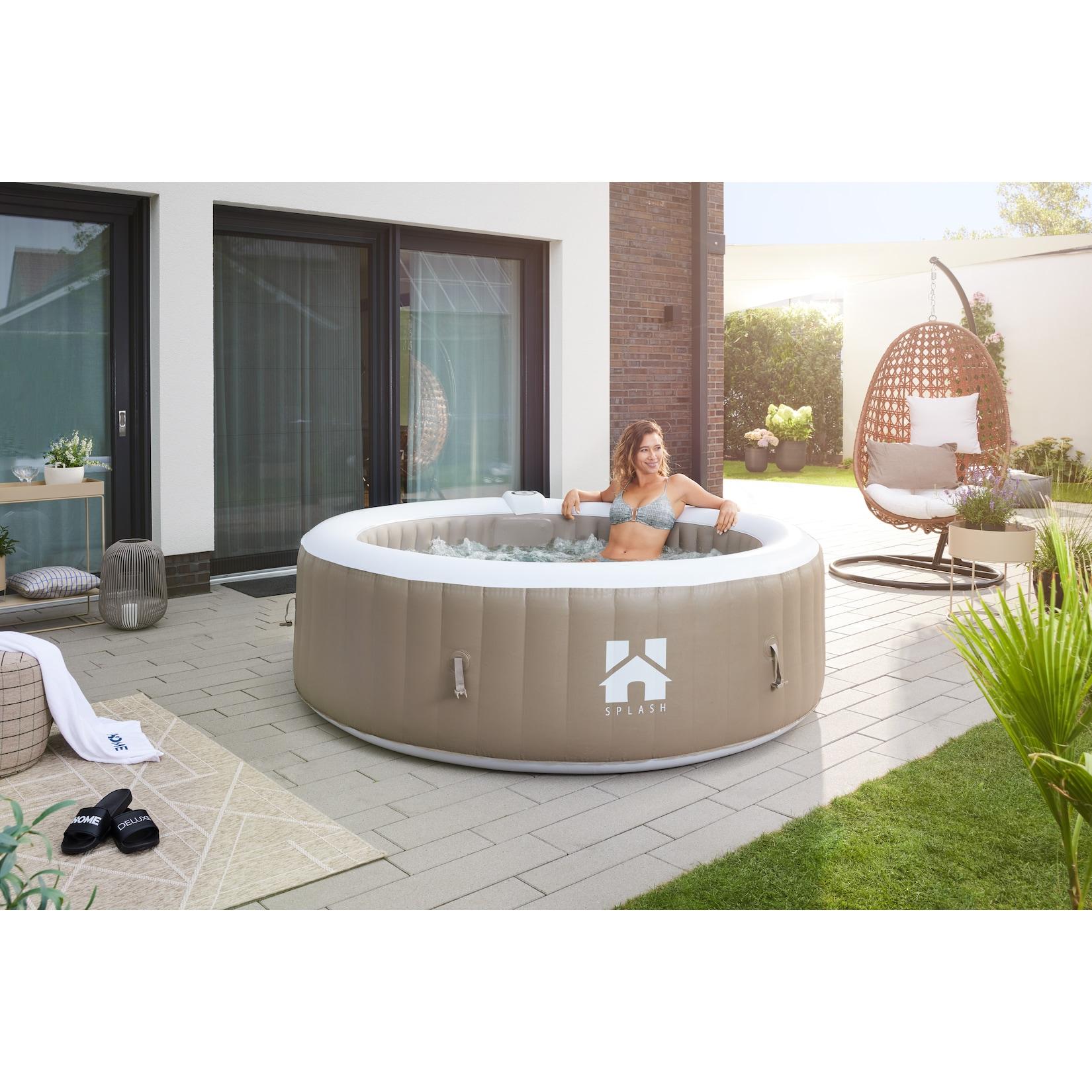 HOME DELUXE Outdoor Whirlpool SPLASH inkl. Abdeckung - Ø208 cm 6 Personen Beige
