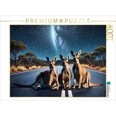 CALVENDO Puzzle Kängurus unter traumhaftem Sternenhimmel der australischen Nacht | 1000 Teile Lege-Größe 64x48cm Foto-Puzzle für glückliche Stunden,