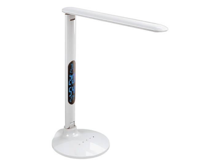 Aluminor Lampe de bureau Success - Led intégrée - 10W - Bras et tête articulés - Ecran digital - Blanc
