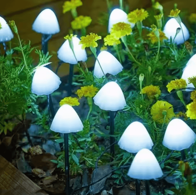 Uplift Curations 10 LED Solar Mushroom Lights (5 Watts) Waterproof Outdoor Decorative Street & Garden Lights (3.5m) cold White