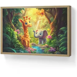 NACHTTISCHLAMPE MIT AKKU Giraffe - Elefant - Blumen - Dschungel 60x40 cm