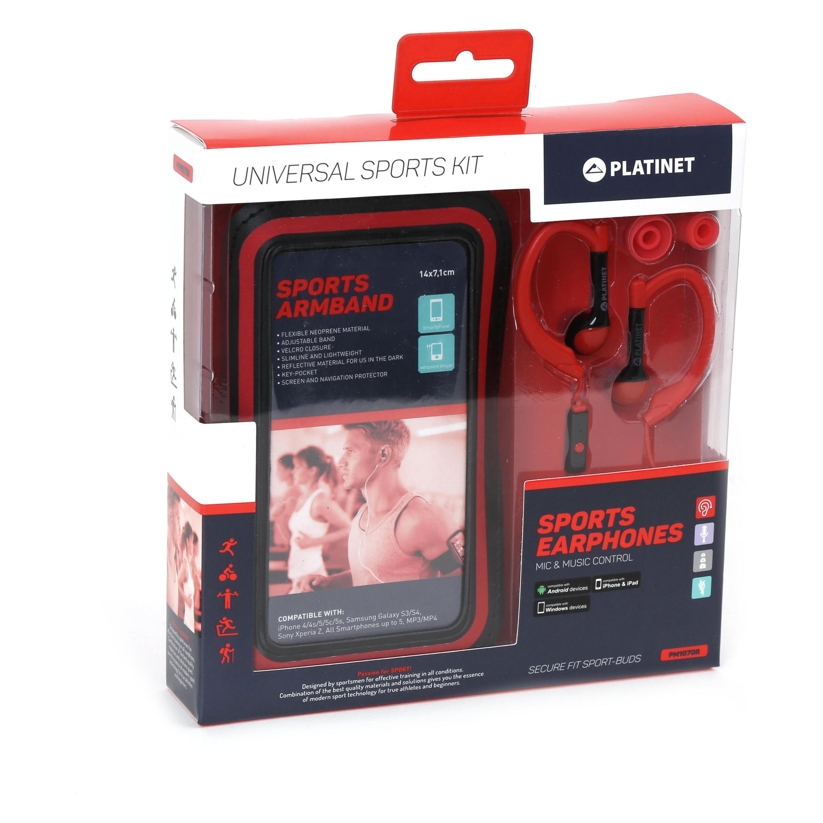 Platinet PM1070R headphones/headset Ear-hook connector Red (ANC, Kabelgebunden) (42930)