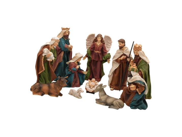 Statue de la Nativité de Noël en résine, figurine décorative, ornement de la Sainte Famille pour la décoration de la pièce et comme cadeau