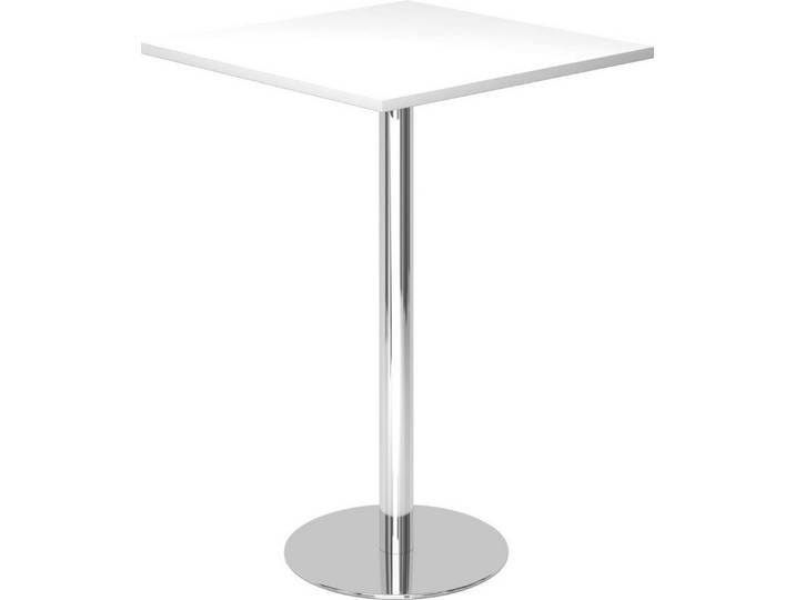 HAMMERBACHER Empfangstheke Stehtisch 80x80cm weiß/chrom