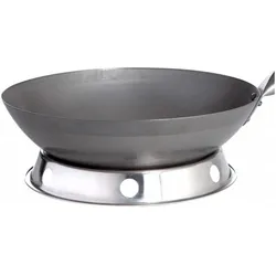All'Grill, Grillgeschirr, Original chinesische Wokpfanne, Ø 30 cm und Edelstahl-Wokring
