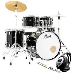 Pearl Roadshow Schlagzeug 20 mit Kopfhörer mit Sticks (Acoustic-Drum), Schlagzeug, Schwarz