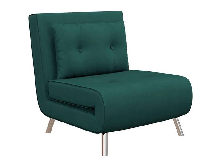 Homcom Schlafsessel Klappsessel mit Bettfunktion, Einzelsofa mit Kissen, Samtoptik Grün, Dunkelgrün, Metall, Füllung: Schaumstoff,Schaumstoff, 88x83x77 cm, Wohnzimmer, Sofas & Couches, Schlafsofas, Schlafsessel