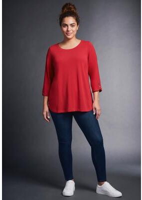 Plus Size Women's Sabrina Button Detail Top by Avenue in Vibrant Red (Size 16)