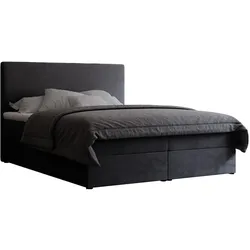 BOXBETT GIULIA 180/200 cm mit Matratze und Topper, Dunkelgrau