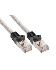 InLine Patchkabel S-FTP Cat.5e transparent 1m 2x RJ45 Stecker vergossen schwarz AWG26 Geflecht- und Folienschirmung mit Längenangabe auf dem 1:1 Belegung nach EIA/TIA 568B im Blister EAN-Code (72511T)