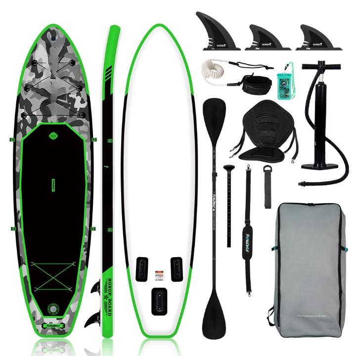 SUP-Board - Aufblasbares Stand-Up-Paddle-Board mit Sitz, Rucksack, Paddel und Handpumpe - Grün