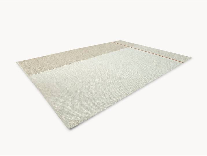 Schurwollteppich Tessera - 70x140 cm - grau/beige/rot