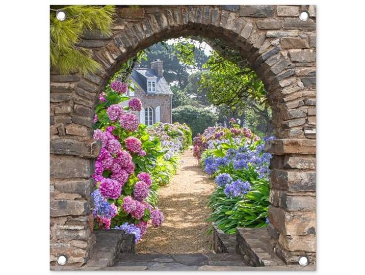 Tuinposter - 50x50 cm - Bloemen - Doorkijk - Hortensia - Zomer