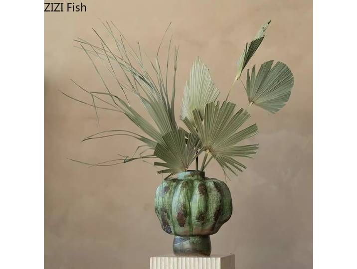 Vase en céramique émaillée verte, Arrangement de fleurs fait à la main, Vases artistiques, ornement hydroponique, Vases décoratifs, accessoires de tir, artisanat