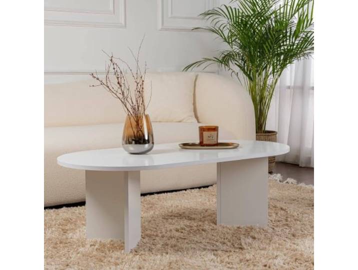 Dmora Couchtisch Parrano 119x60x40h cm Weiß Zeitschriftenhalter