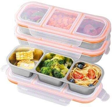 Garvee Set of 4 Mixed Color 304 Stainless Steel Snack Containers with Airtight Lids