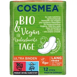 COSMEA Ultra Binden Bio-Baumwolle Lang mit Flügel (12St)