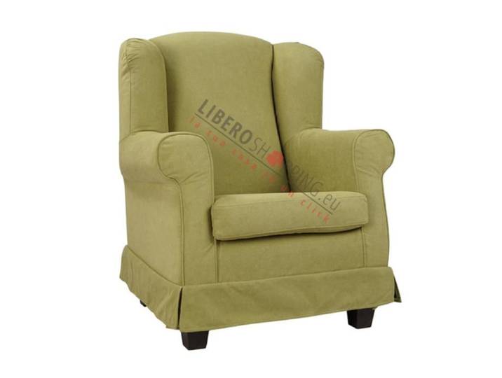 Fauteuil rembourré BERGERE en tissu déhoussable vert