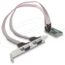 Delock Mini PCIe Karte full size zu 2 x Seriell RS-232 D-Sub 9 Pin, Kontrollerkarte