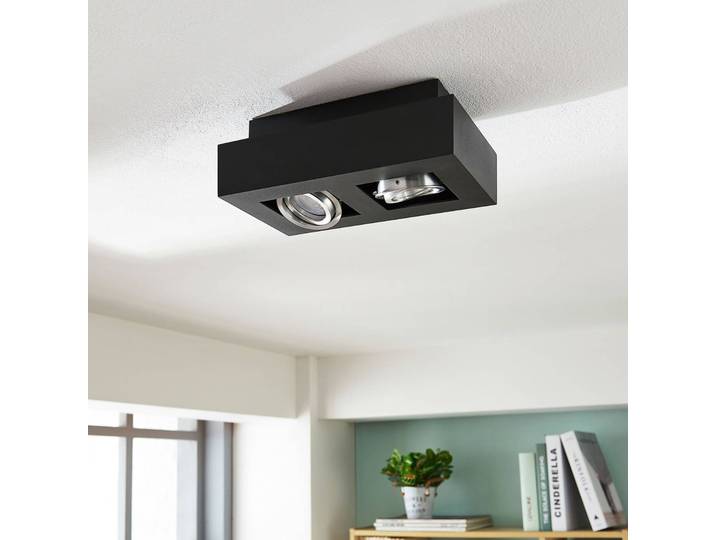 Arcchio Strahler Vince, 25 cm, schwarz, Metall, GU10 VINCE Arcchio, dimmbar, schwarz, für Flurbereich, Aluminium, Modern