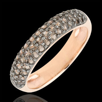 Edenly Ring Paradiesvogel - Dreierreihe - RosÃ©gold und Rauchquarz