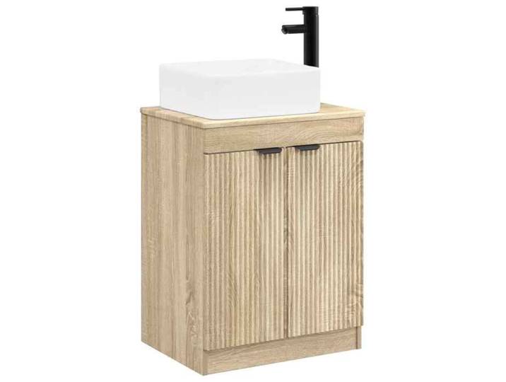Elégance - Chic Armoire Haute et Cabinet sous lavabo - Ensemble de mobilier de salle de bain - Chêne Sonoma_0455837