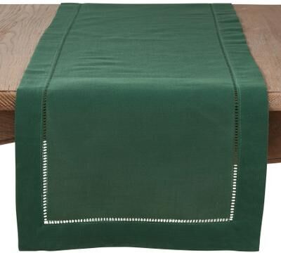 Saro Lifestyle Classic Hemstitch Table Runner - Textured Border Runner for Dining & Formal Entertaining