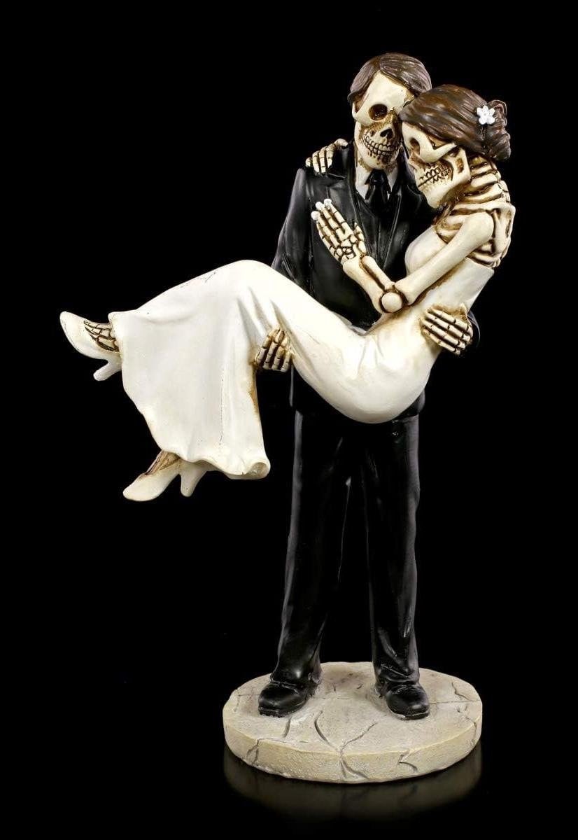 Gothic Skelet Bruidspaar Figuur voor Bruiloft Decoratie, Hoogte: 16 cm