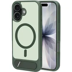 Mobiparts Hardcover Apple iPhone 17 with Stand Function Satin Green (Magsafe Compatible) (Apple iPhone 17), Smartphone Hülle, Grün