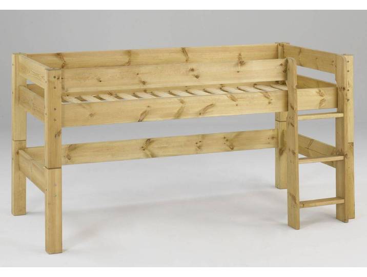 Massives Hochbett in Kiefer mit schräger Leiter – 3%-Vorkasse-Rabatt