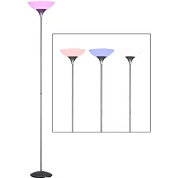 RGB LED Decken-Fluter Steh Stand Lampe Leuchte Beleuchtung Titan-Farbig Wohn Schlaf Büro Zimmer Licht inkl. Fernbedienung Farbwechsler