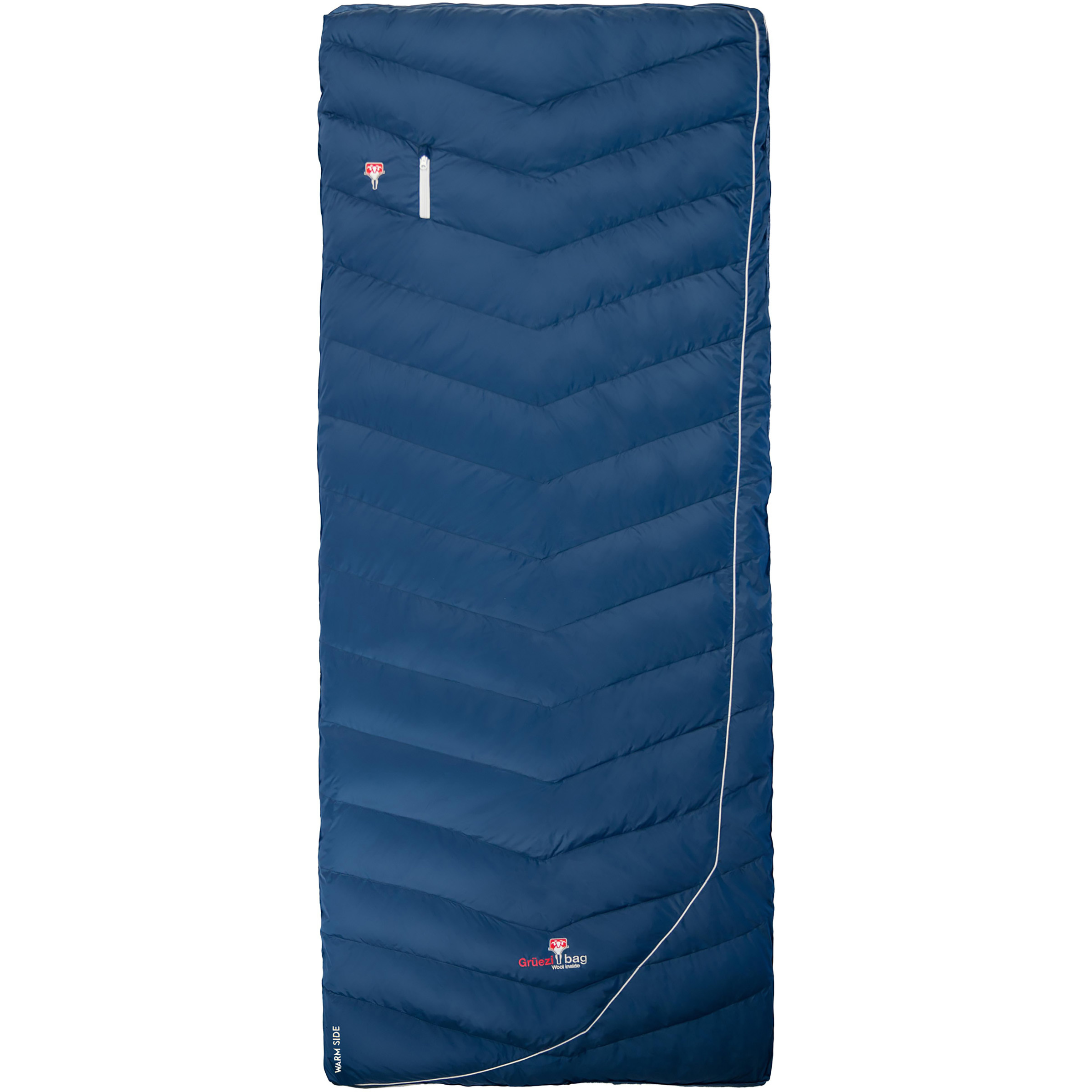 Grüezi Bag DownWool Two in One Comfort 2.0 Schlafsack Daunenschlafsäcke blau Größe RECHTS Camping
