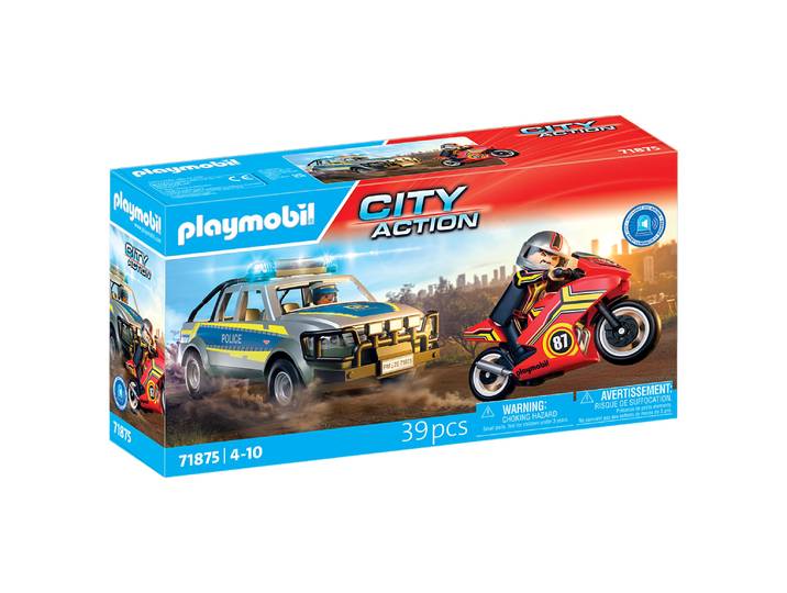 Pick-up de police, moto & 2 personnages