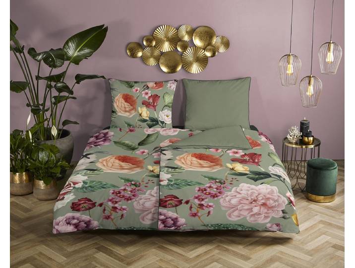 Linge de lit en satin Fiori Gris