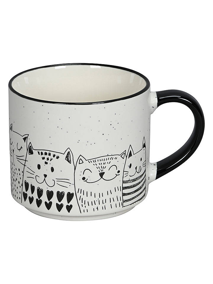 POSIWIO Tasse "Katzen" in Weiß/ Schwarz - 370 ml - onesize