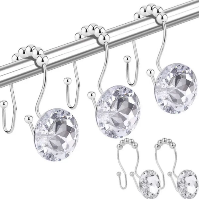 INF 12er-Pack Duschvorhanghaken Ringe, Acryl Kristall Diamant Badezimmer Vorhanghaken