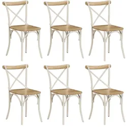 vidaXL, Stühle, Ellonen (massives Mangoholz (weisser Rahmen) (6 Stück)) (6x)