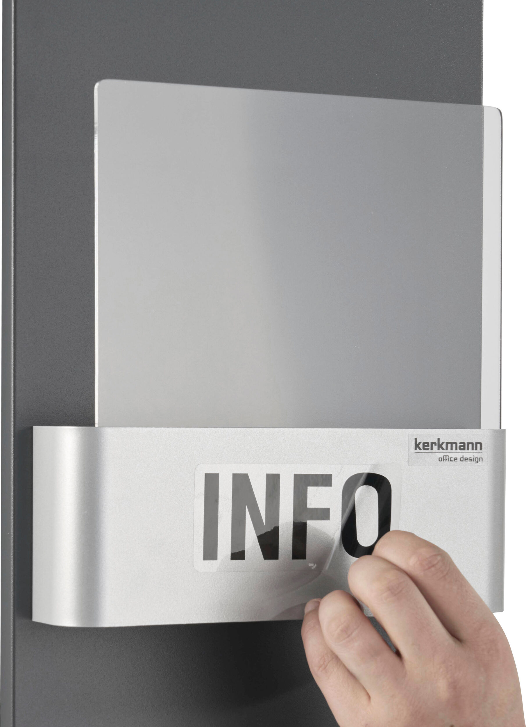 Kerkmann Porte-brochures mural FIRST, 3 x A4, acrylique (PMMA), acier, anthracite, argent, transparent