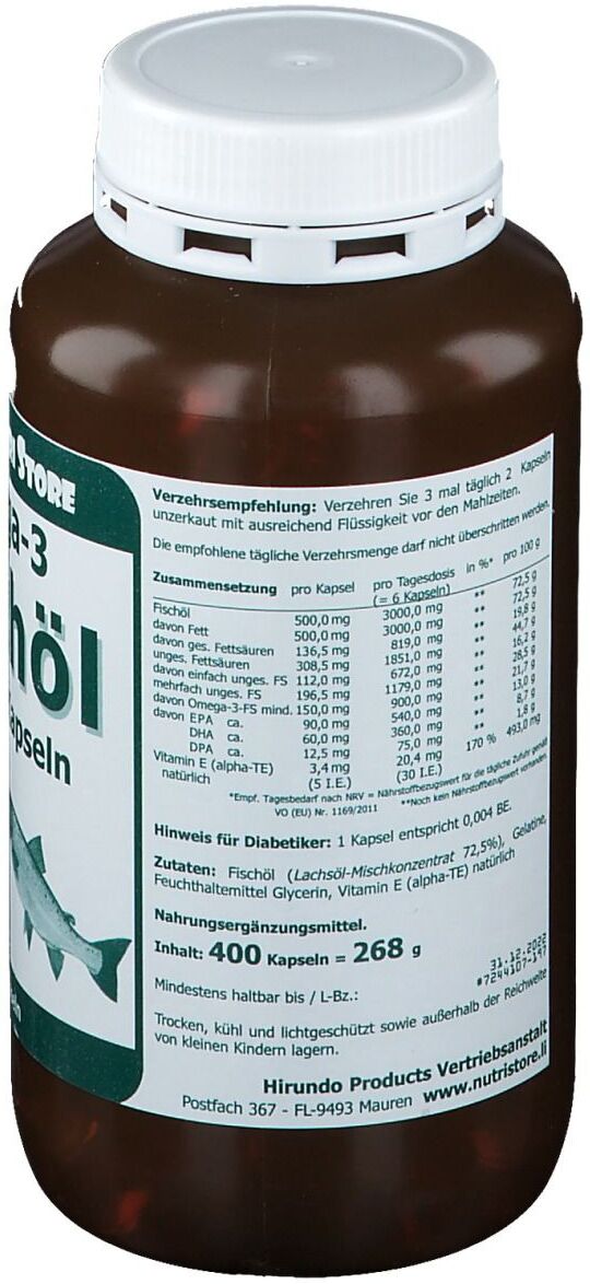 The Nutri Store Omega-3 Fischöl Kapseln 500 mg 400 St